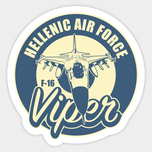 Hellenic Air Force F-16 Viper Sticker by Tailgunnerstudios